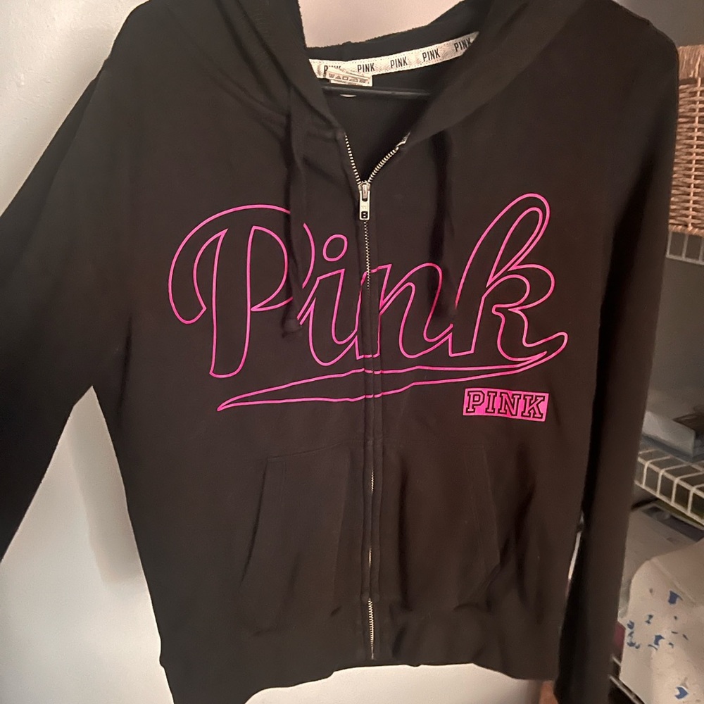 Victoria's Secret Black Hoodie with Pink Accents